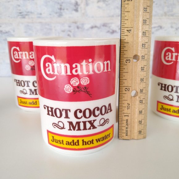 Vintage Carnation Hot Cocoa Mix Ceramic Mugs Set of 4- Hot Chocolate Cups Nestle - Picture 9 of 12